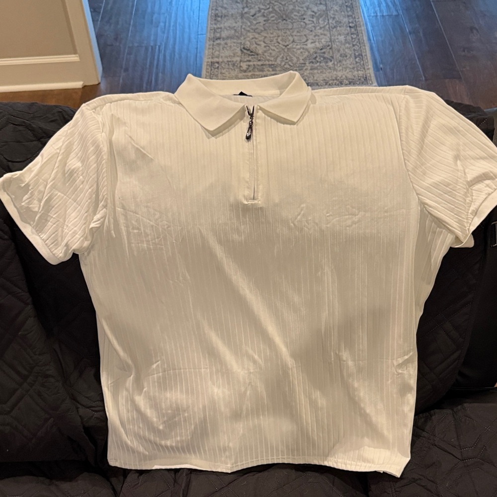 White Polo Shirt with Zip Collar men’s XXL brand new
